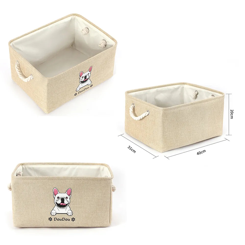 🔥Personalized Dog Toy Basket Free Print Dog Cat Image Name Pet Storage Box